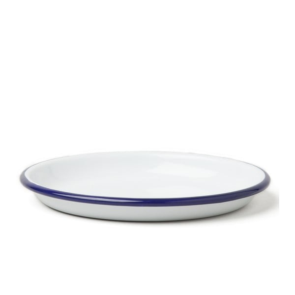 Nagyméretű zománcozott tányér kék peremmel, ø 14 cm - Falcon Enamelware