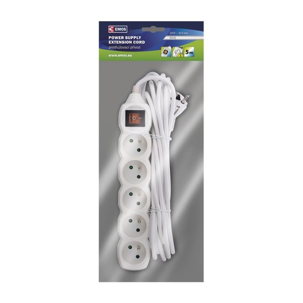 Fehér 5-ös hosszabbító kapcsolóval, 5 m - EMOS-image-2