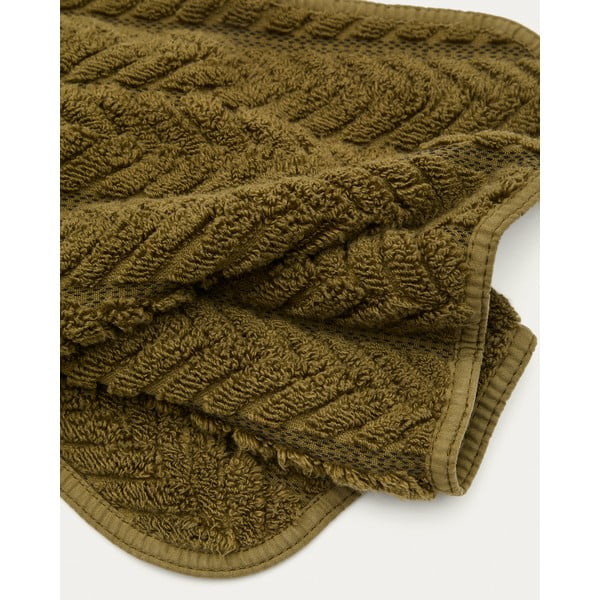 Zöld frottír pamut törölköző 30x50 cm Rune – Kave Home-image-2