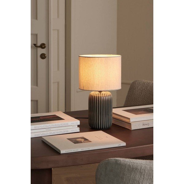 Szürke-bézs textil asztali lámpa (magasság 36 cm) Mizu – Ellos Home-image-1