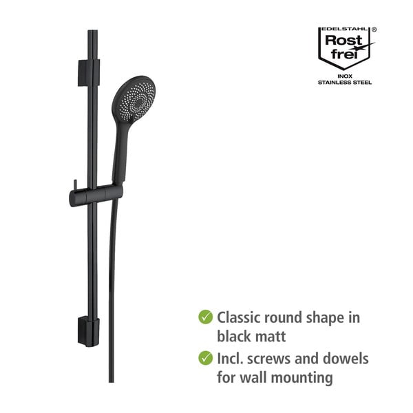 Fekete rozsdamentes acél zuhanyszett 70 cm Water Saving – Wenko-image-3
