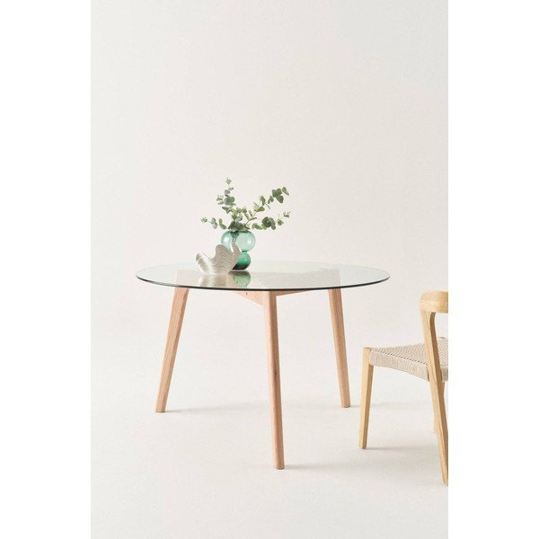 Tölgyfa kerek étkezőasztal ø 120 cm Malevik – Jotex-image-1