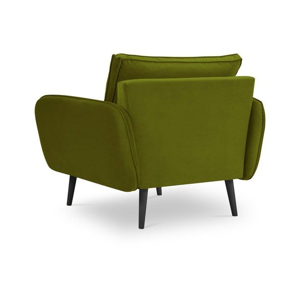 Lento zöld bársony fotel fekete lábakkal - Kooko Home-image-2