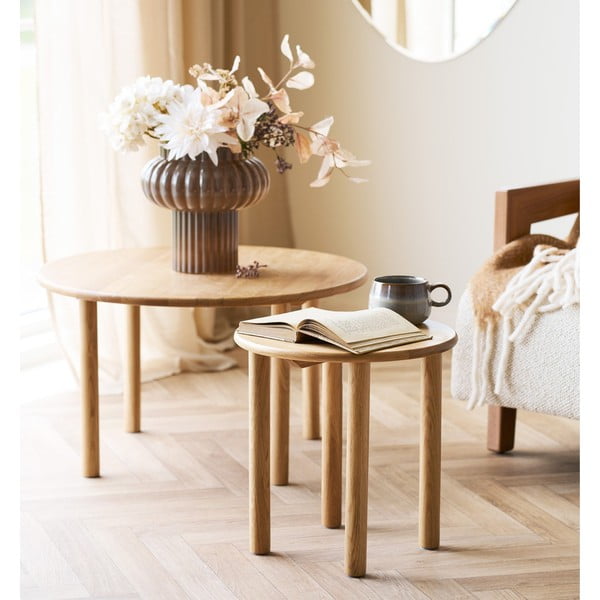Tölgyfa kerek tárolóasztal ø 40 cm Jena – House Nordic-image-2