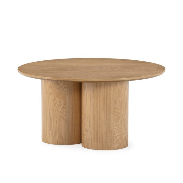 Natúr színű kerek dohányzóasztal tölgyfa dekorral ø 80 cm Lua – MOME-image-3