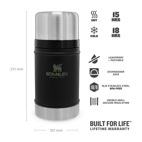 Fekete rozsdamentes acél ételtartó termosz 700 ml Legendary Classic Black – Stanley-image-4