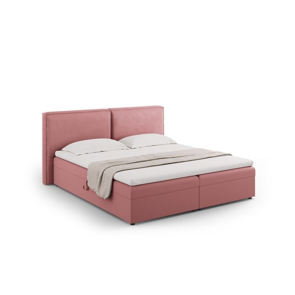 Rózsaszín ágyneműtartós boxspring ágy 140x200 cm Arendal – Cosmopolitan Design-image-2