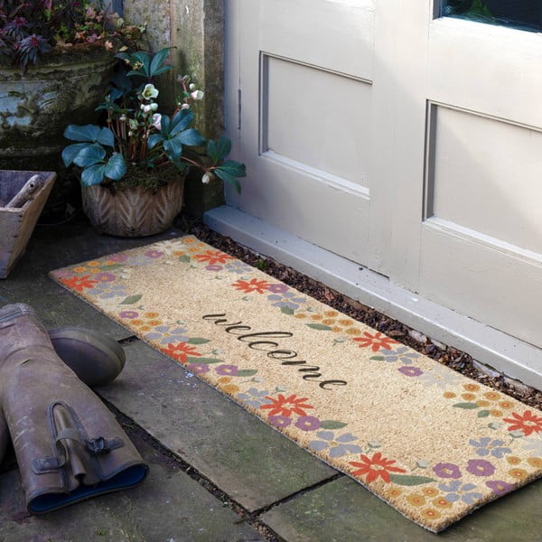 Kókuszrost lábtörlő 40x120 cm Welcome Floral – Artsy Doormats-image-1
