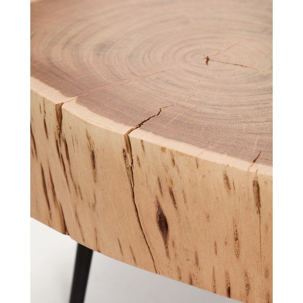 Natúr színű kerek dohányzóasztal akácfa asztallappal 49x47 cm Tanive – Kave Home-image-4