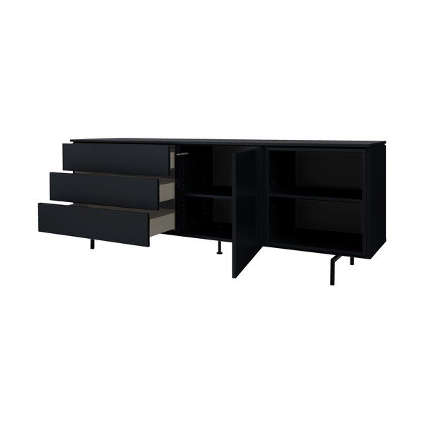 Fekete alacsony komód 210x76 cm Plain – Tenzo-image-3