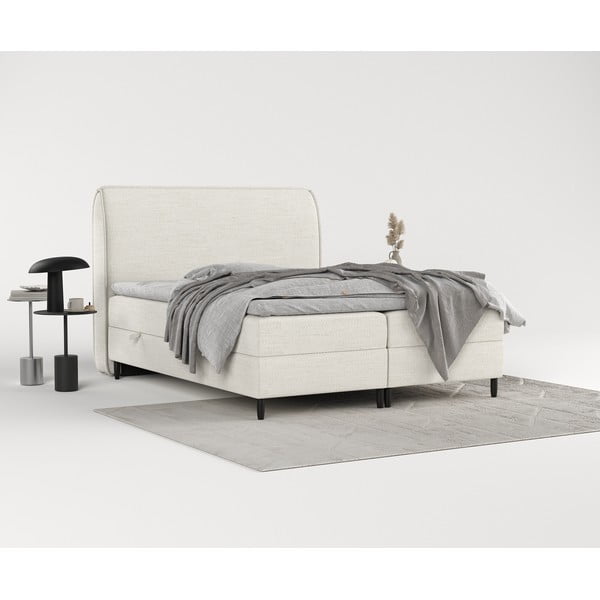 Krémszínű ágyneműtartós boxspring ágy 200x200 cm Melba – Maison de Rêve-image-4