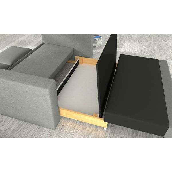 Világosszürke bársony kinyitható-tárolóhelyes kanapé 151 cm Wave – ELTAP-image-2