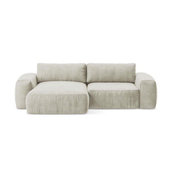 Bézs zsenília kinyitható sarokkanapé (bal oldali-heverő résszel) Kuki – Makamii