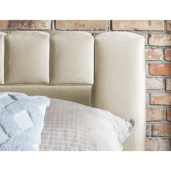 Bézs kárpitozott ágyneműtartós franciaágy ágyráccsal 140x200 cm Lamica – ELTAP-image-4