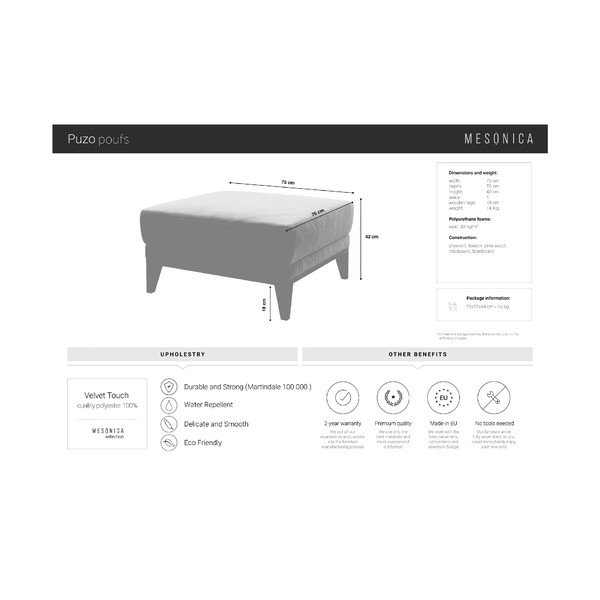 Musso sötétszürke bársony lábtartó - MESONICA-image-3