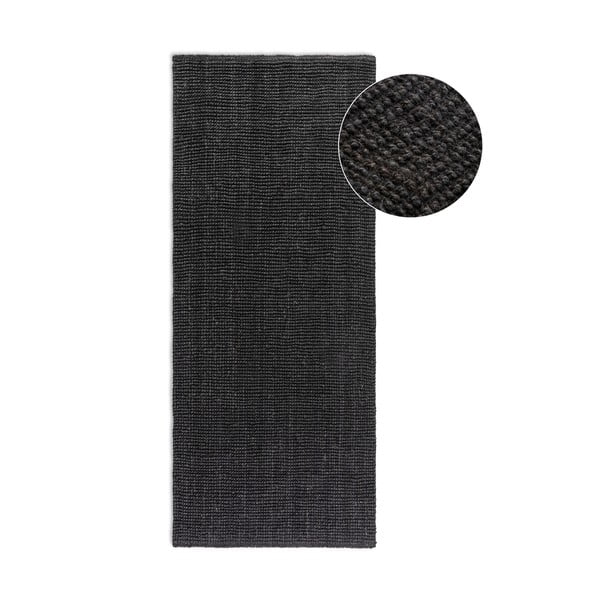 Fekete juta futószőnyeg 80x200 cm Bouclé – Hanse Home