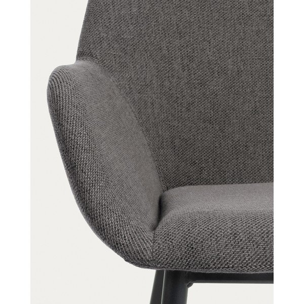 Antracitszürke kárpitozott étkezőfotel Konna – Kave Home-image-4