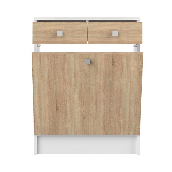 Fehér alacsony fürdőszoba szekrény tölgyfa dekorral 60x82 cm Combi - TemaHome -image-3