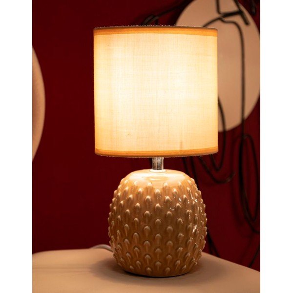 Barackszínű kerámia asztali lámpa textil búrával (magasság 27 cm) Pontus – Mauro Ferretti-image-1