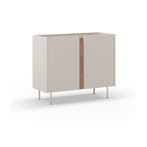 Krémszínű-natúr színű szekrény tölgyfa dekorral 100x82,5x40 cm Lucile – Marckeric-image-2