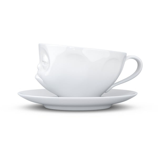 Fehér 'unatkozó' porcelán csésze és alátét - 58products-image-2