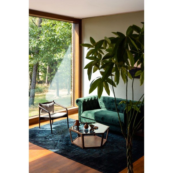 Sötét natúr színű dohányzóasztal üveg asztallappal 80x92,5 cm Sita – Dutchbone-image-3