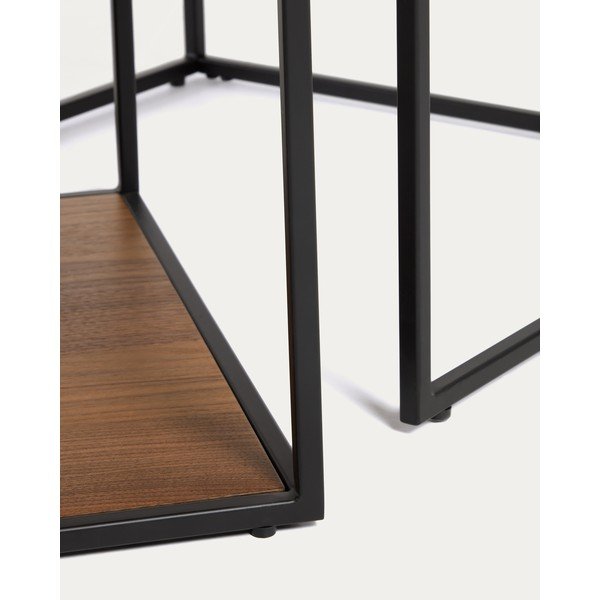 Barna dohányzóasztal szett diófa dekoros asztallappal, 2 db-os  50x100 cm Yoana – Kave Home-image-3