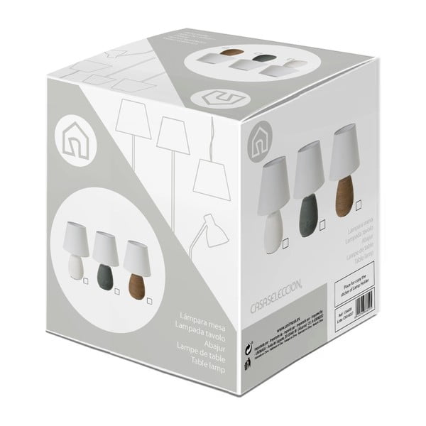 Barna kerámia asztali lámpa textil búrával (magasság 27,5 cm) – Casa Selección-image-4