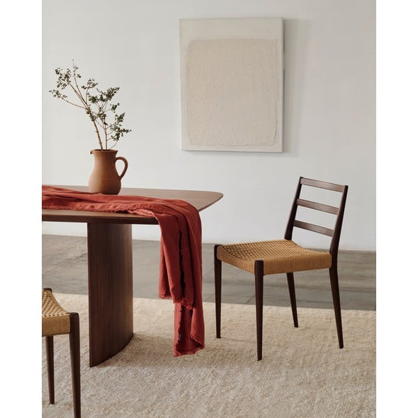 Barna-natúr színű tölgyfa étkezőszék szett 2 db-os Analy – Kave Home-image-1