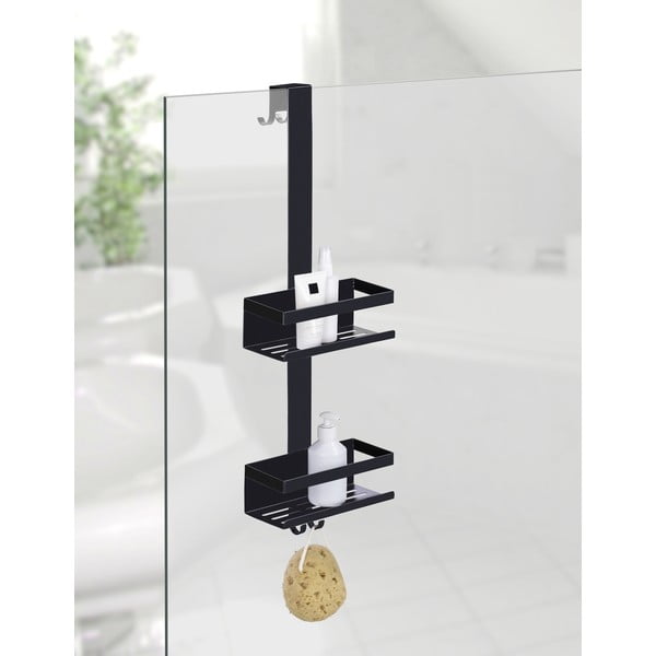 Fekete függő rozsdamentes acél fürdőszobai polc Bribano – Wenko-image-1