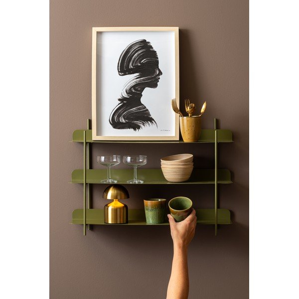 Zöld többszintes fém fali polc 60 cm Riqueza Tres – PT LIVING-image-1