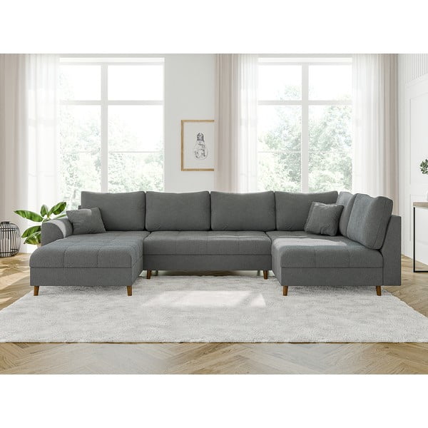 Szürke buklé sarokkanapé (bal oldali-U alakú) Ariella – Ropez-image-1