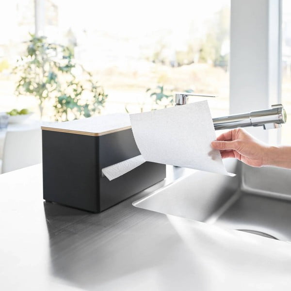 Fekete fém papírtörlő tartó Rin – YAMAZAKI-image-4