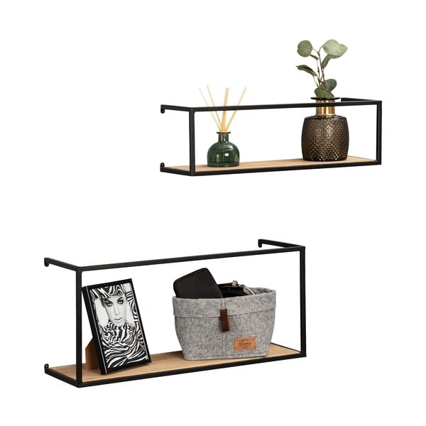 Pieces 2 db fémszerkezetű fenyőfa polc, szélesség 55 cm - Wenko-image-3