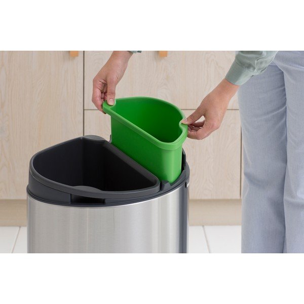 Matt ezüstszínű acél szelektív-érintésre nyíló szemetes 33 l Touch Bin Recycle – Brabantia-image-4