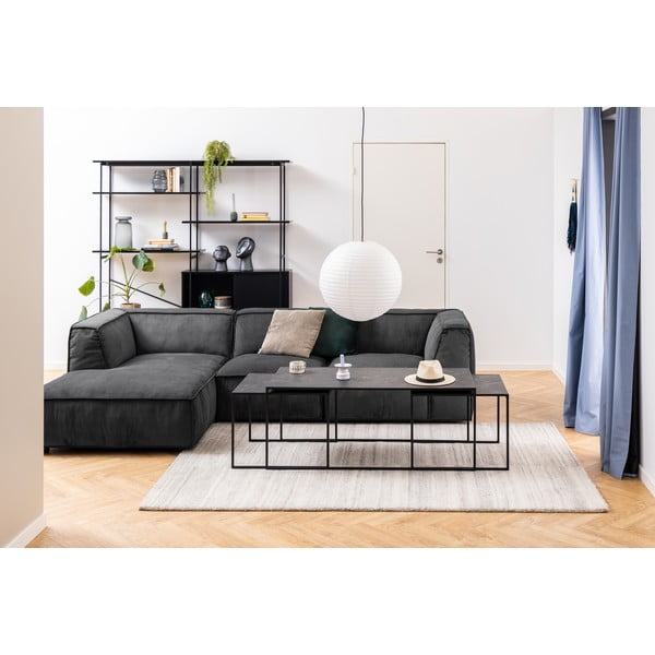 Matt fekete dohányzóasztal szett márvány dekoros asztallappal, 3 db-os 60x120 cm Infinity – Actona-image-1