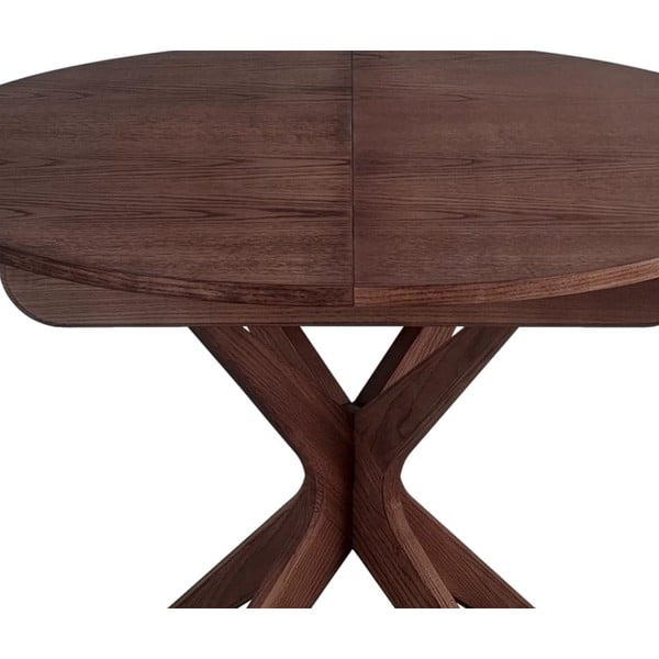 Kerek bővíthető étkezőasztal hosszabbító asztallappal diófa dekorral ø 90 cm Jubi – Ragaba-image-2