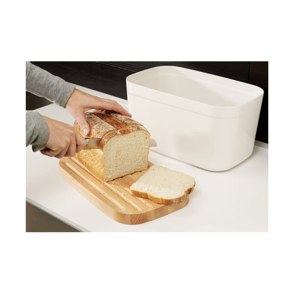 Bin fehér kenyértartó, fa tetővel - Joseph Joseph-image-2