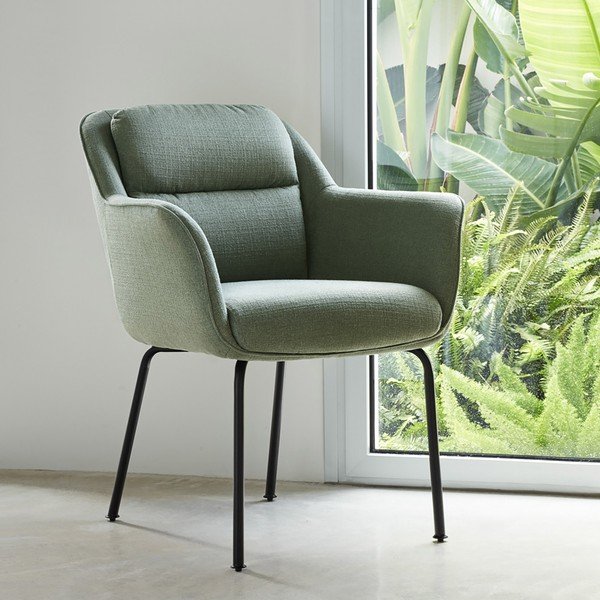 Zöld kárpitozott karfás étkezőfotel Sadira – Teulat-image-1