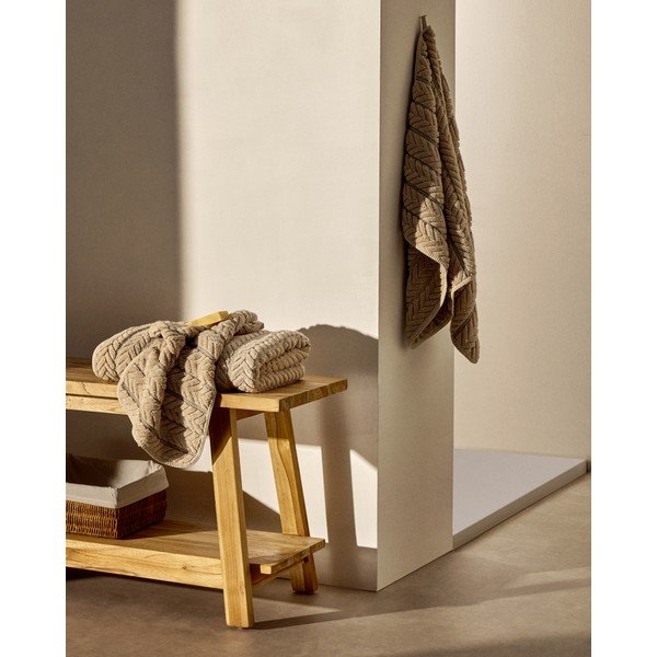 Bézs frottír pamut törölköző 50x90 cm Rune – Kave Home-image-4