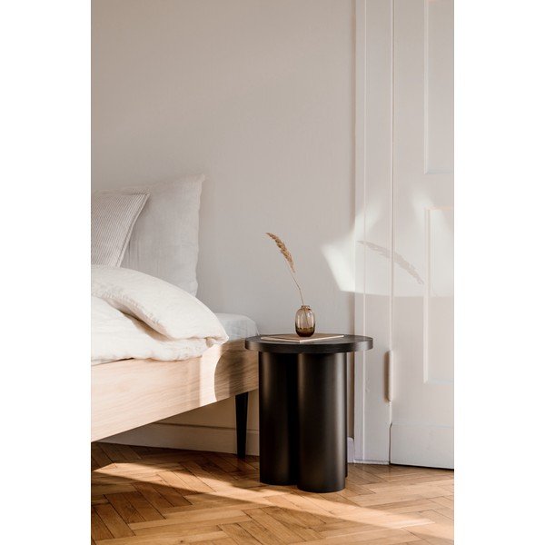 Fekete forgácslemez franciaágy ágytámla nélkül ágyráccsal 160x200 cm Streiko – noo.ma-image-4