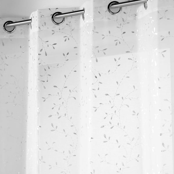Fehér-ezüstszínű voile fényáteresztő függöny 140x240 cm Floressia – douceur d'intérieur-image-1