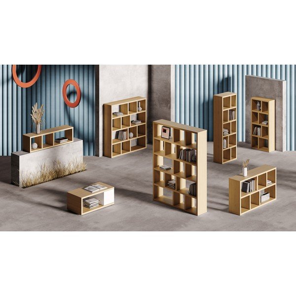 Natúr színű könyvespolc tölgyfa dekorral 150x83 cm Berlin – TemaHome-image-1