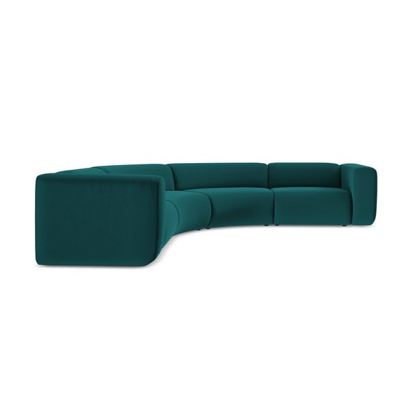 Türkiz bársony sarokkanapé Ekahi – Makamii-image-2