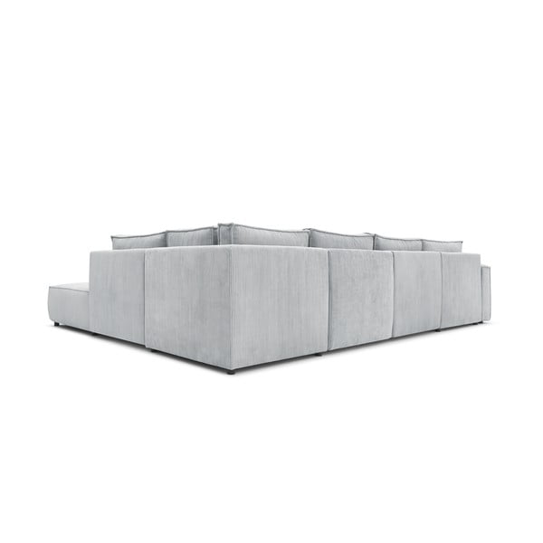 Világosszürke kordbársony sarokkanapé (jobb oldali-"U" alakú) Nihad modular – Bobochic Paris-image-4