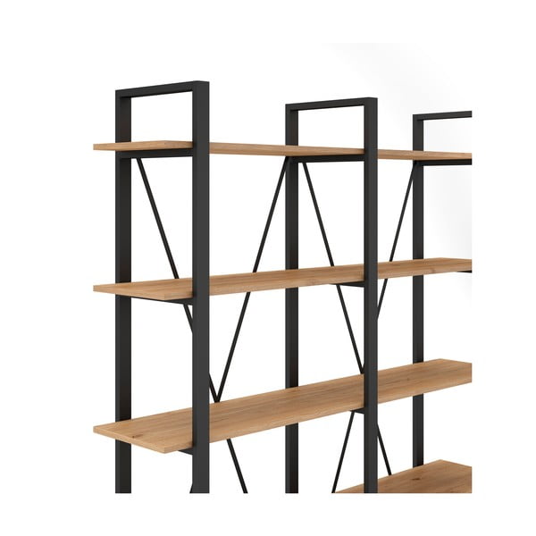 Fekete-natúr színű polcos állvány tölgyfa dekorral 150x180 cm Aviva – Marckeric-image-4