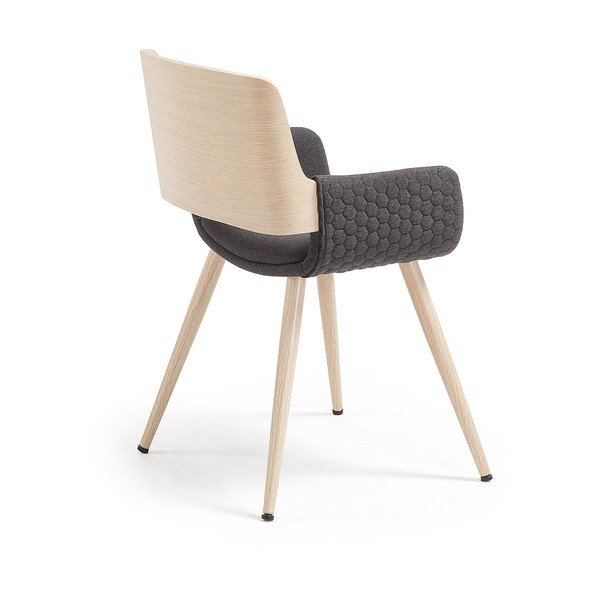Andre sötétszürke szék kartámasszal és fém lábakkal - Kave Home-image-3