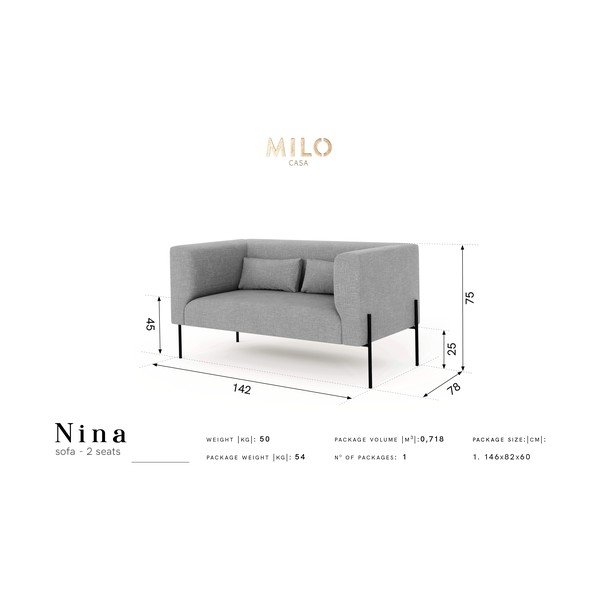 Nina sárga kanapé, 142 cm - Milo Casa-image-4