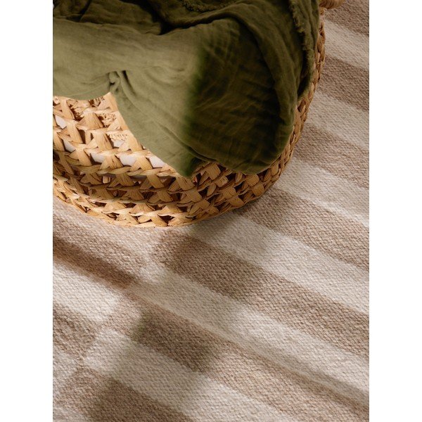Fehér-világosbarna kétoldalas-kézi szövésű gyapjú futószőnyeg 80x200 cm Vika – Hanse Home-image-3