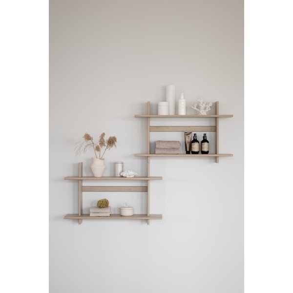 Világos natúr színű többszintes fali polc tölgyfa dekorral 75 cm Westlock – Rowico-image-4